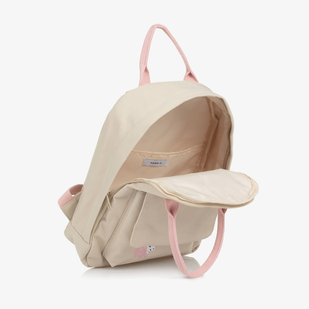 NAME IT-Girls Beige Canvas Unicorn Backpack (29cm) | Childrensalon
