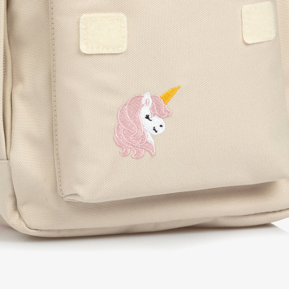 NAME IT-Girls Beige Canvas Unicorn Backpack (29cm) | Childrensalon