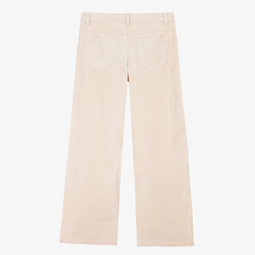 NAME IT-Girls Beige Extra Wide Corduroy Trousers | Childrensalon