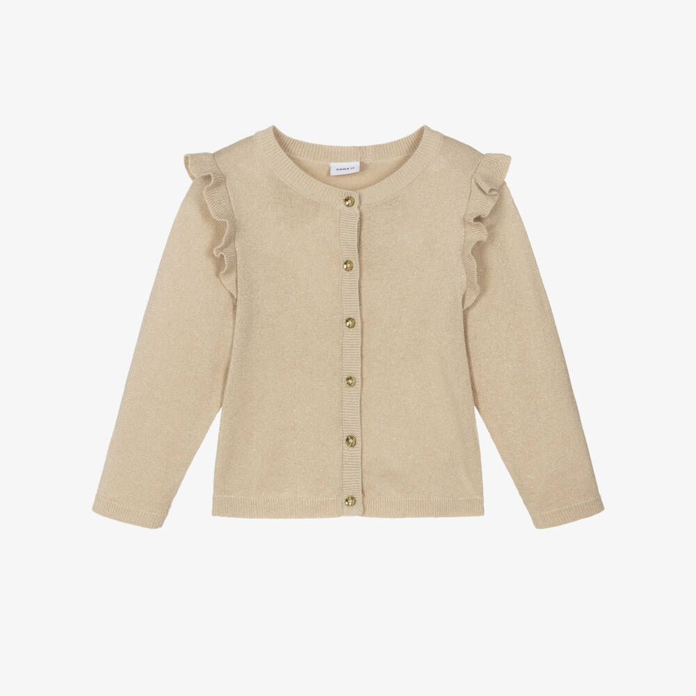 NAME IT-كارديغان لوريكس مزين بكشكش لون بيج للبنات | Childrensalon
