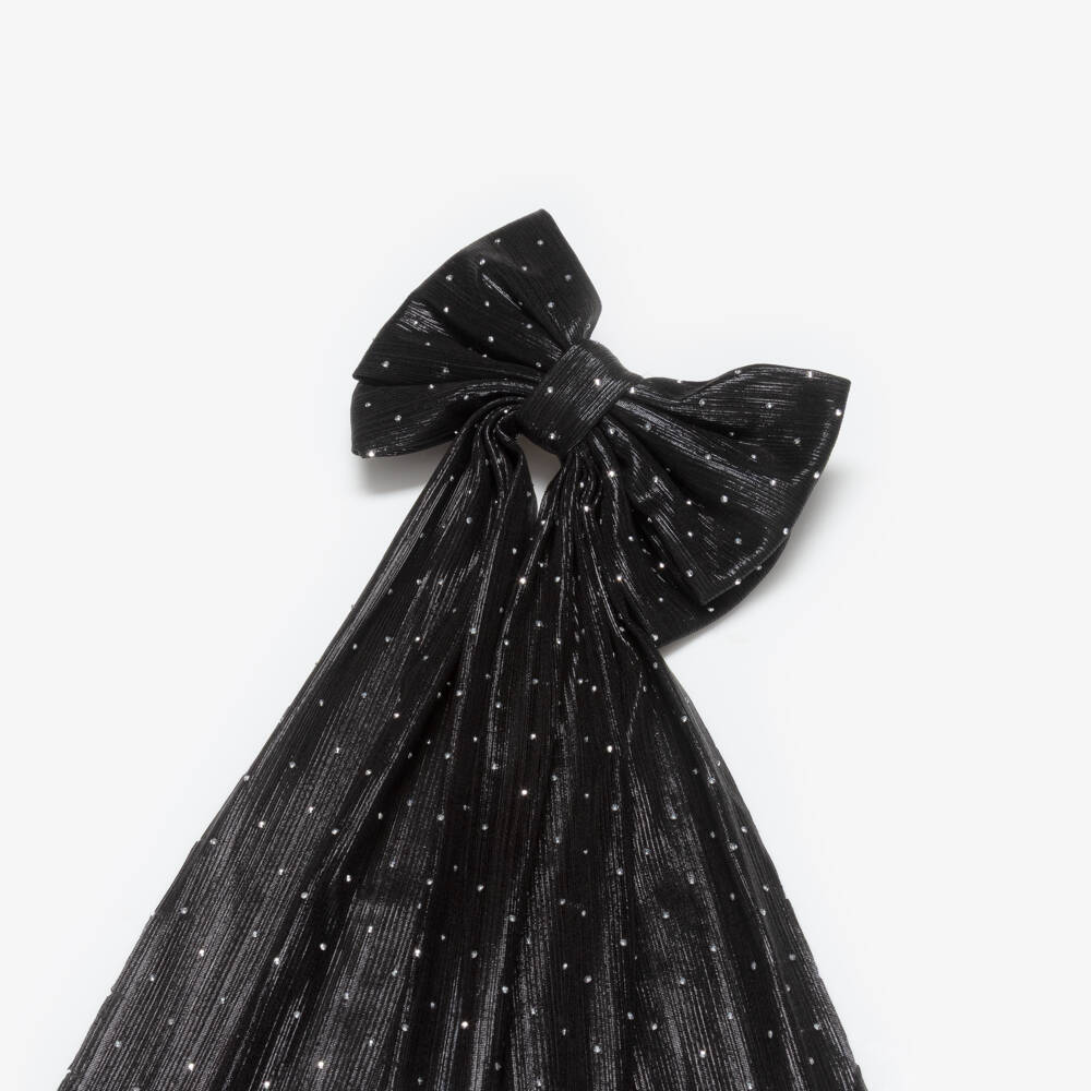 NAME IT-Girls Black Diamantés Bow Hair Clip (15cm) | Childrensalon
