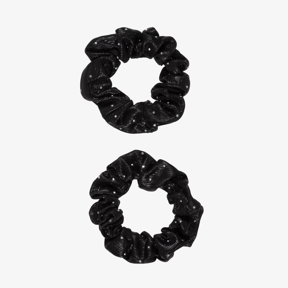 NAME IT-Girls Black Diamantés Hair Scrunchies (2 Pack) | Childrensalon