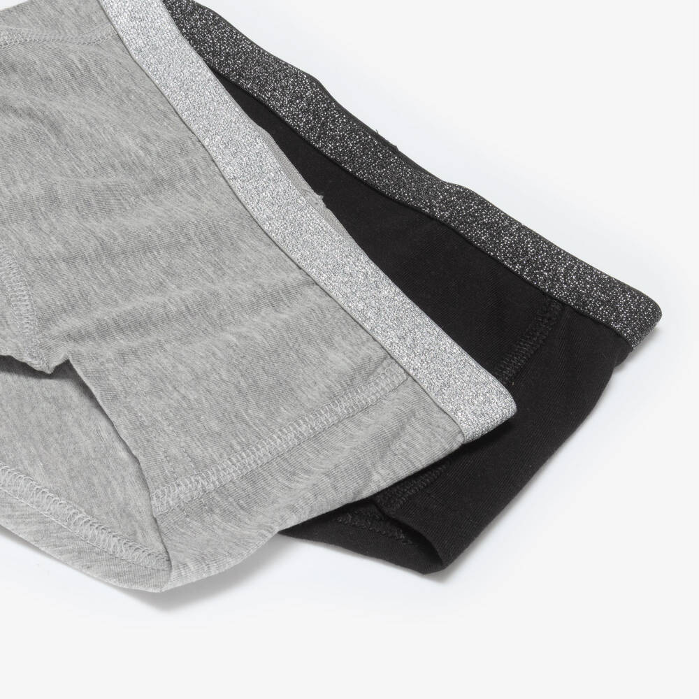 NAME IT-Girls Black & Grey Marl Cotton Pants (2 Pack) | Childrensalon