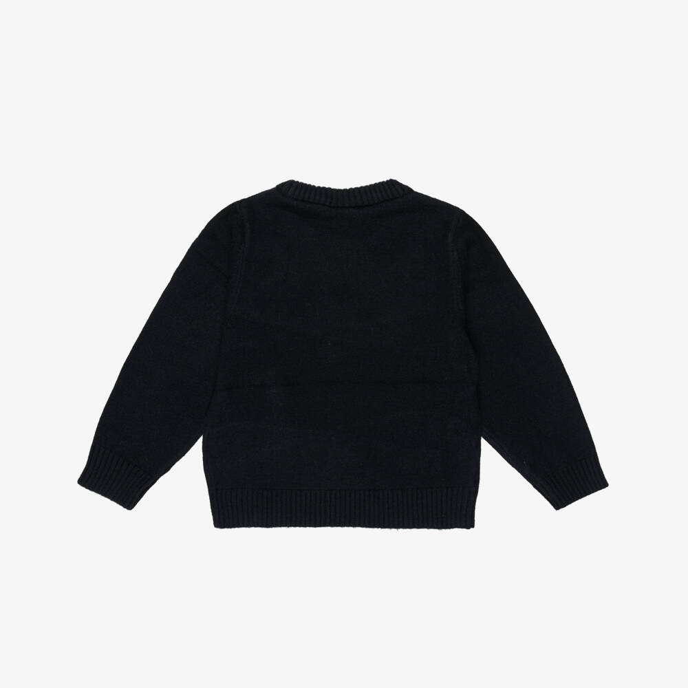 NAME IT-Girls Black Knitted Sweater with White Velvet Bows | Childrensalon