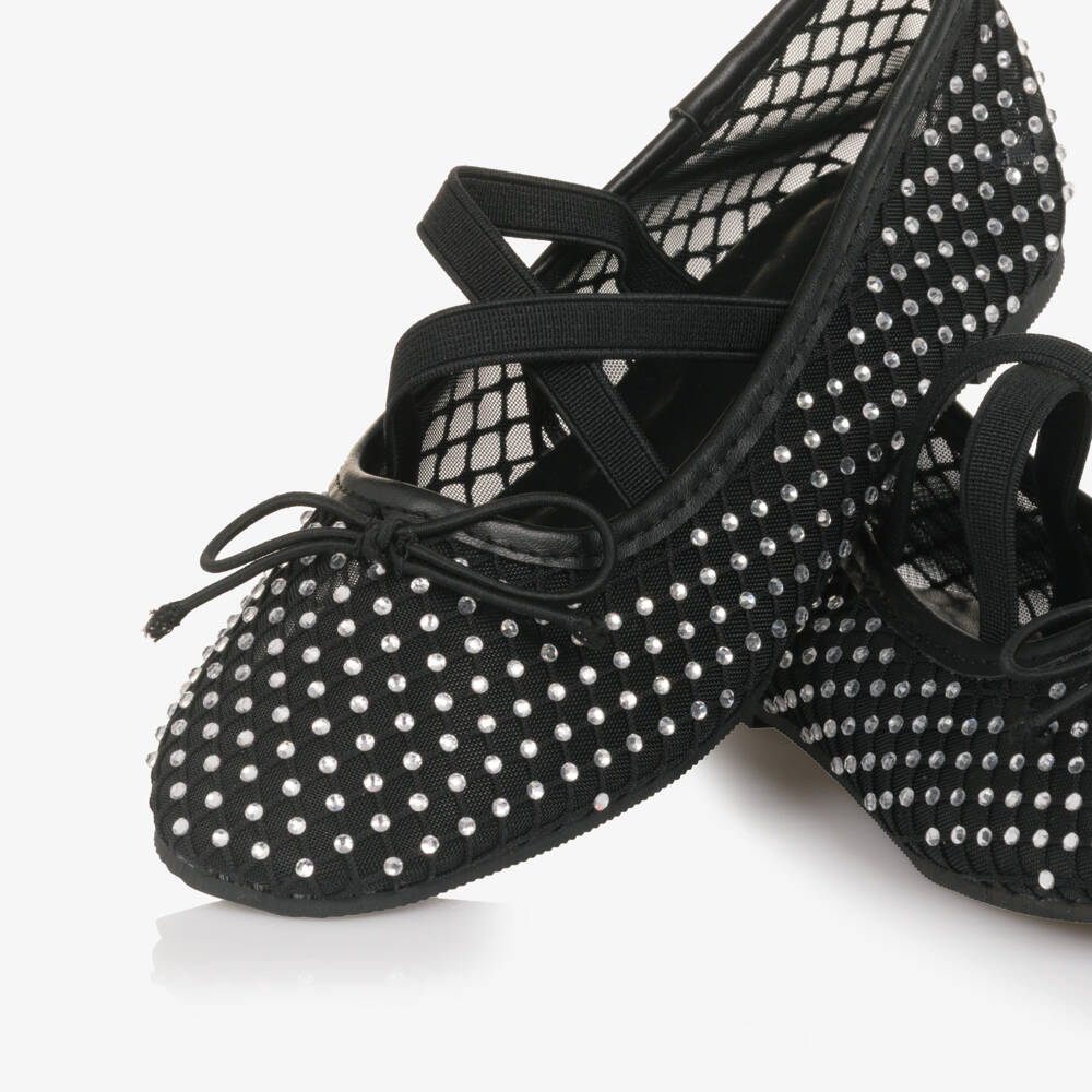 NAME IT-Балетки черные из сетки со стразами для девочек | Childrensalon