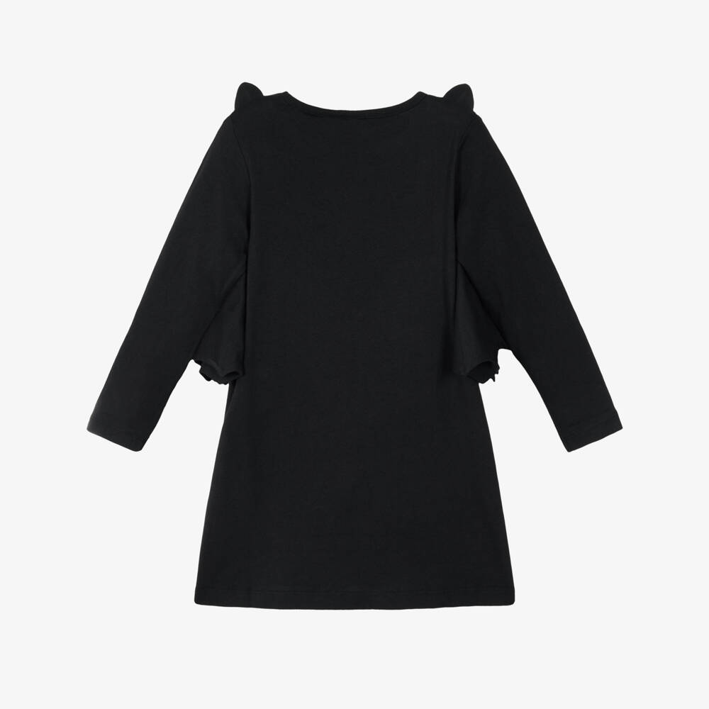 NAME IT-Girls Black Organic Cotton Dress with Bat Wings | Childrensalon