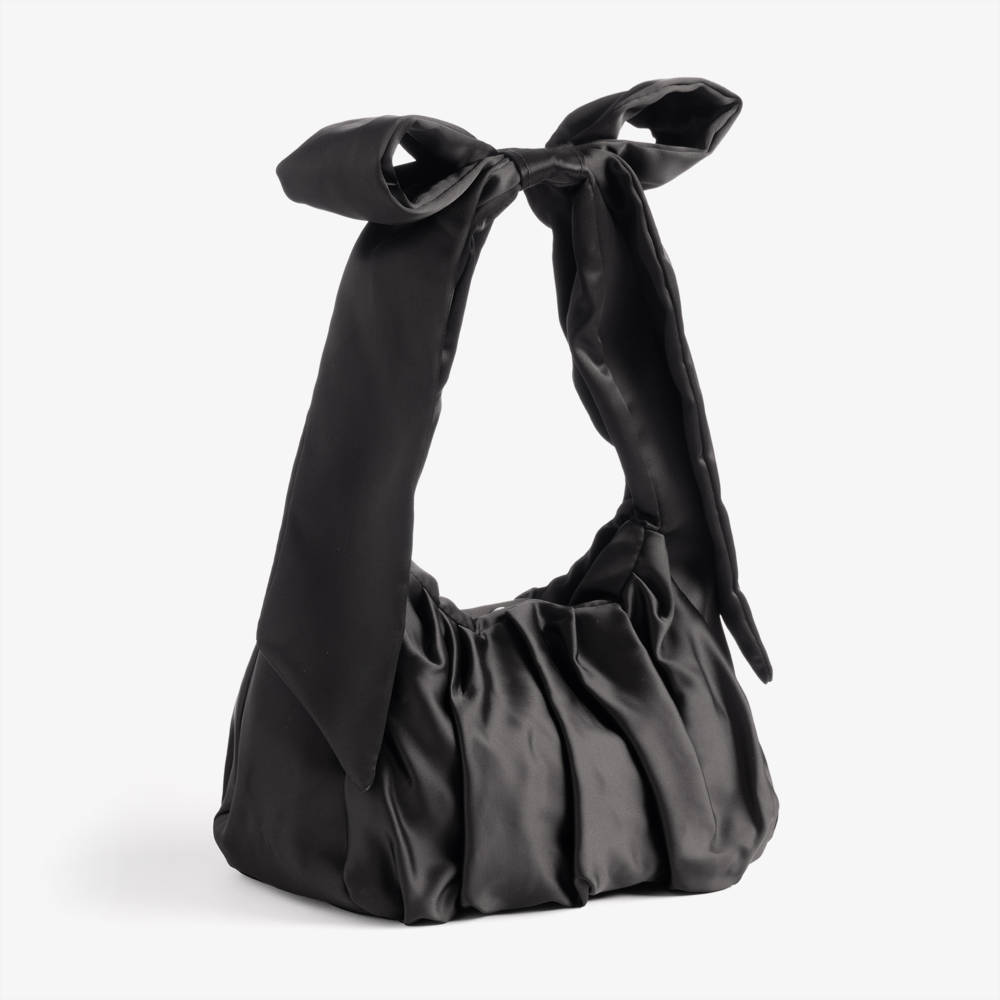 NAME IT-Girls Black Satin Bow Handbag (19cm) | Childrensalon