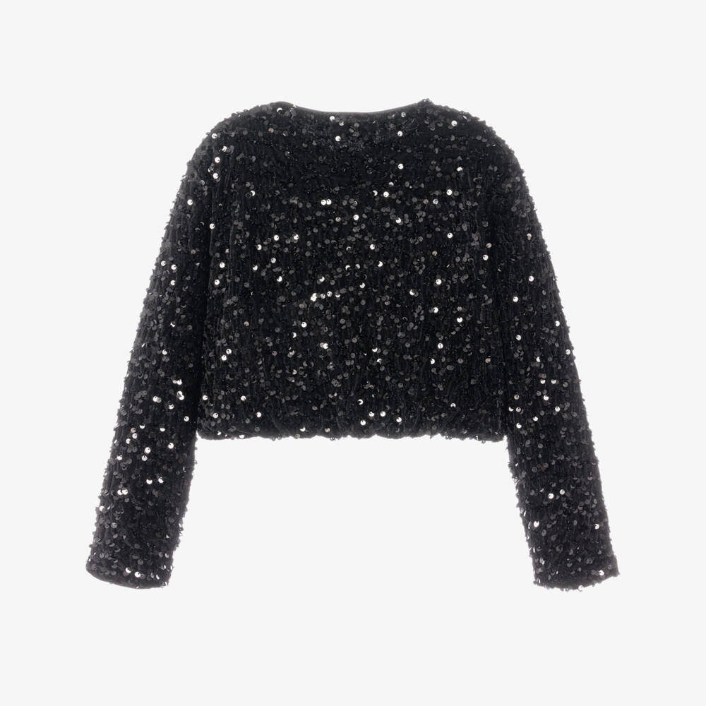 NAME IT-Girls Black Sequin Blouson Jacket | Childrensalon