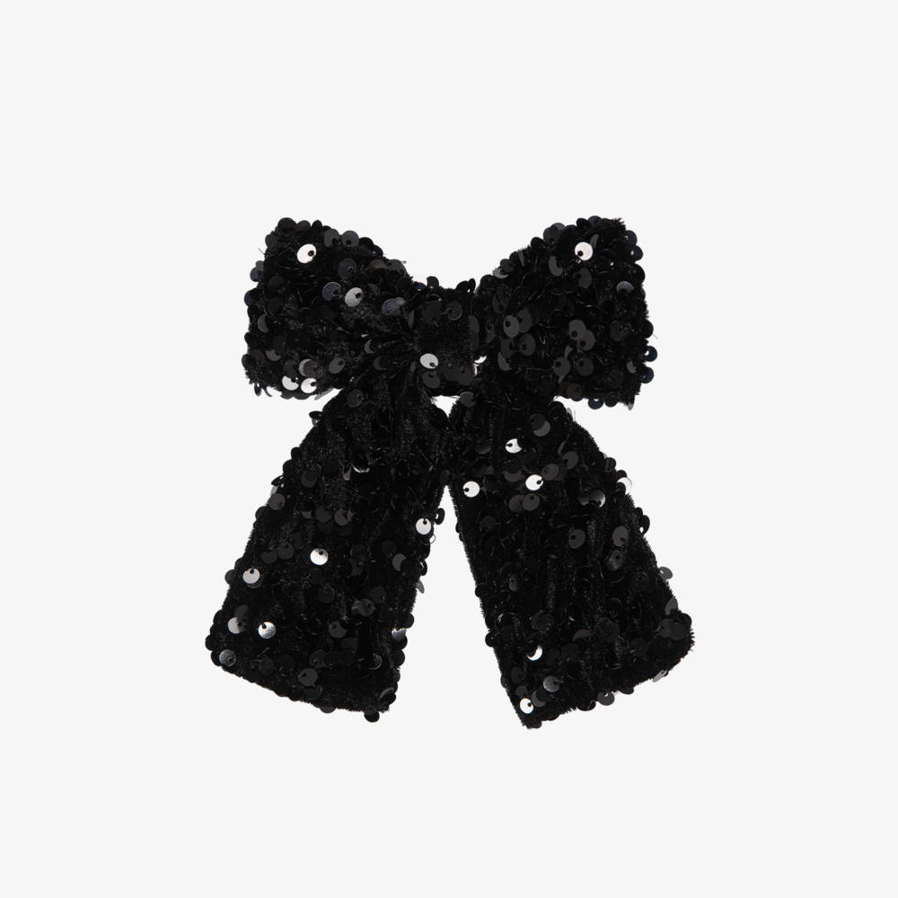 NAME IT-Girls Black Sequinned Bow Hair Clip (12cm) | Childrensalon