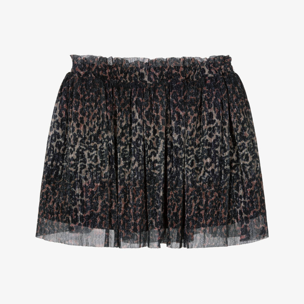 NAME IT-Girls Black Shimmering Leopard Print Skirt | Childrensalon