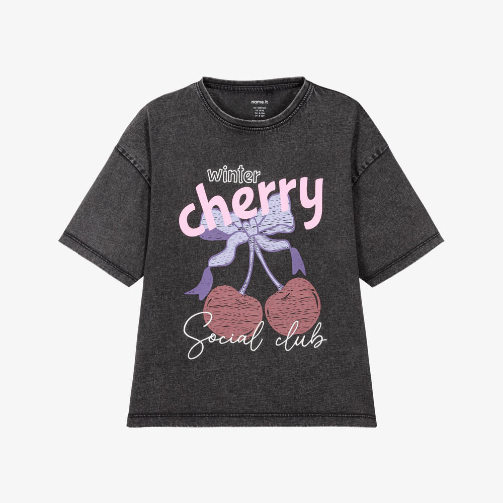 NAME IT-Girls Black Vintage Wash Graphic T-Shirt | Childrensalon