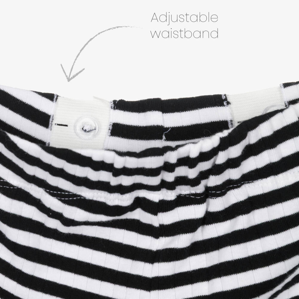 NAME IT-بنطلون قطن جيرسي مقلم لون أبيض وأسود للبنات | Childrensalon