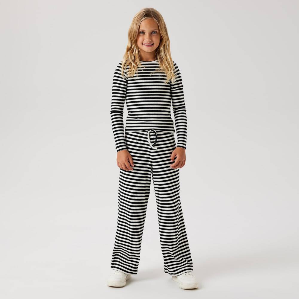 NAME IT-Girls Black & White Striped Cotton Jersey Top | Childrensalon