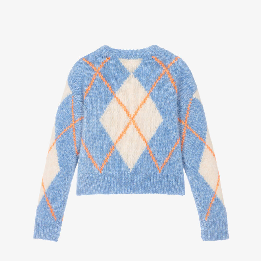 NAME IT-Girls Blue Argyle Knit Sweater | Childrensalon