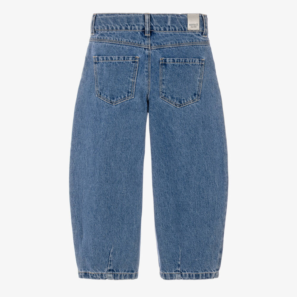 NAME IT-Girls Blue Denim Barrel-Leg Jeans with Unicorn Motifs | Childrensalon