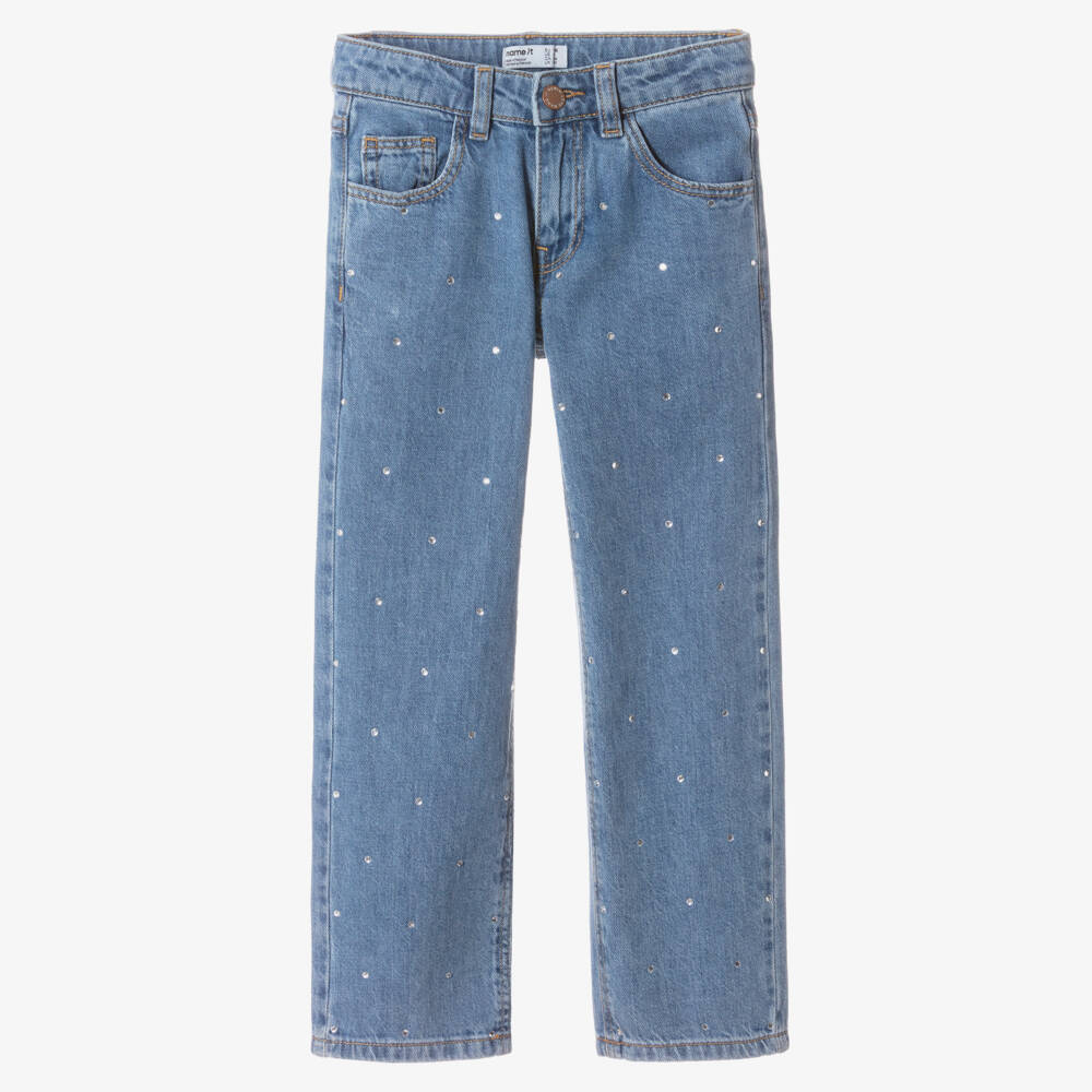 NAME IT-Girls Blue Denim Jeans with Rhinestone Embellishment | Childrensalon
