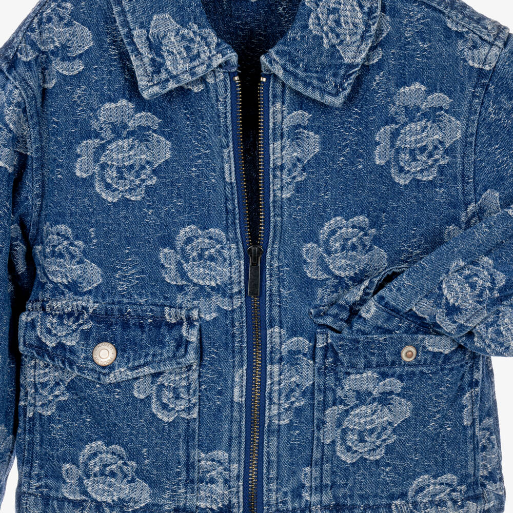 NAME IT-Girls Blue Floral Denim Jacket | Childrensalon