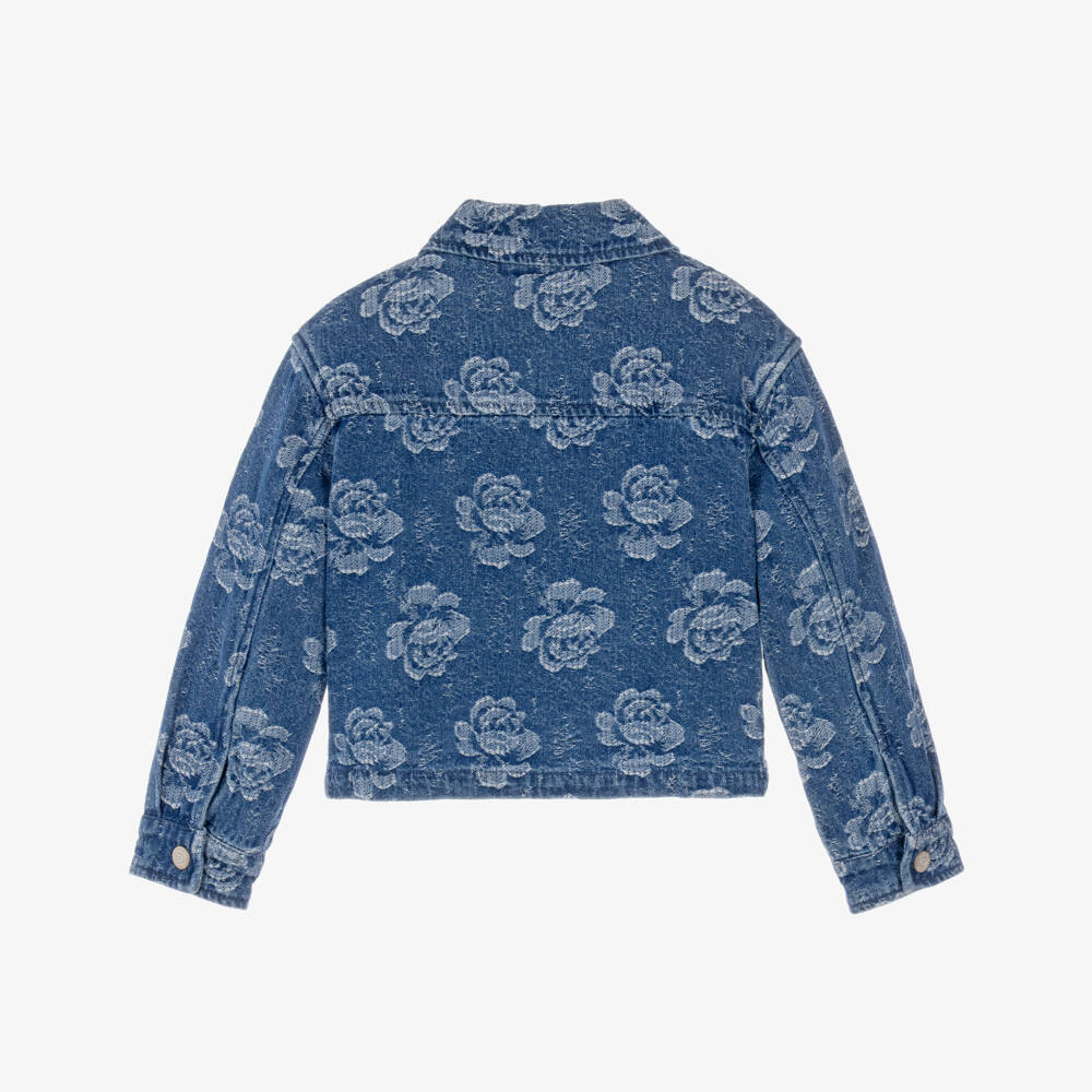 NAME IT-Girls Blue Floral Denim Jacket | Childrensalon