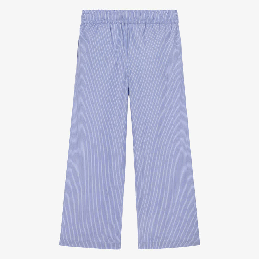 NAME IT-Girls Blue Pinstripe Diamanté Trousers | Childrensalon