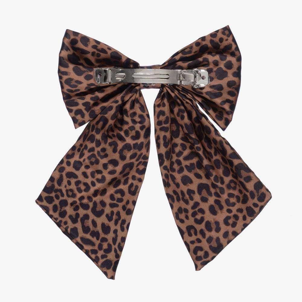 NAME IT-مشبك شعر فيونكة بنقشة الفهد لون بني للبنات (14 سم) | Childrensalon