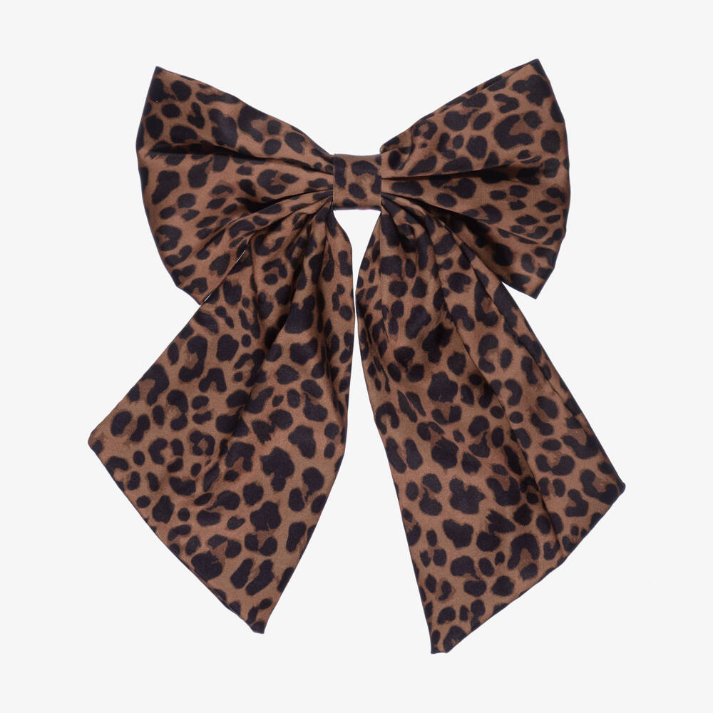 NAME IT-مشبك شعر فيونكة بنقشة الفهد لون بني للبنات (14 سم) | Childrensalon