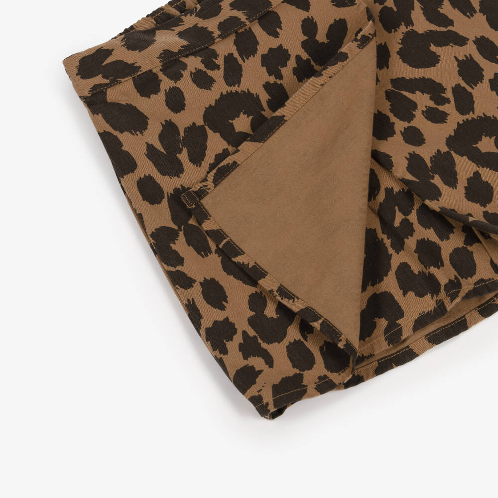 NAME IT-Girls Brown Leopard Print Cotton Skort | Childrensalon