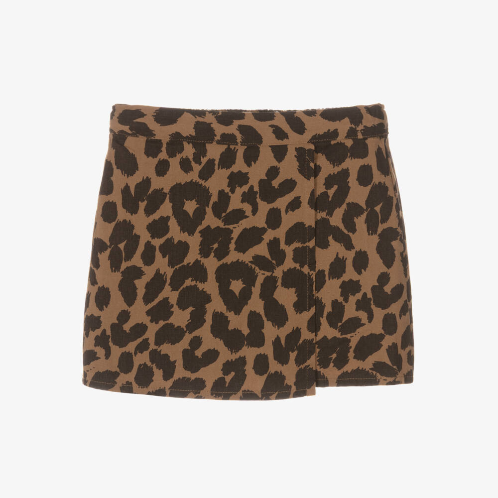 NAME IT-شورت تنورة بطبعة فهد قطن لون بني للبنات | Childrensalon