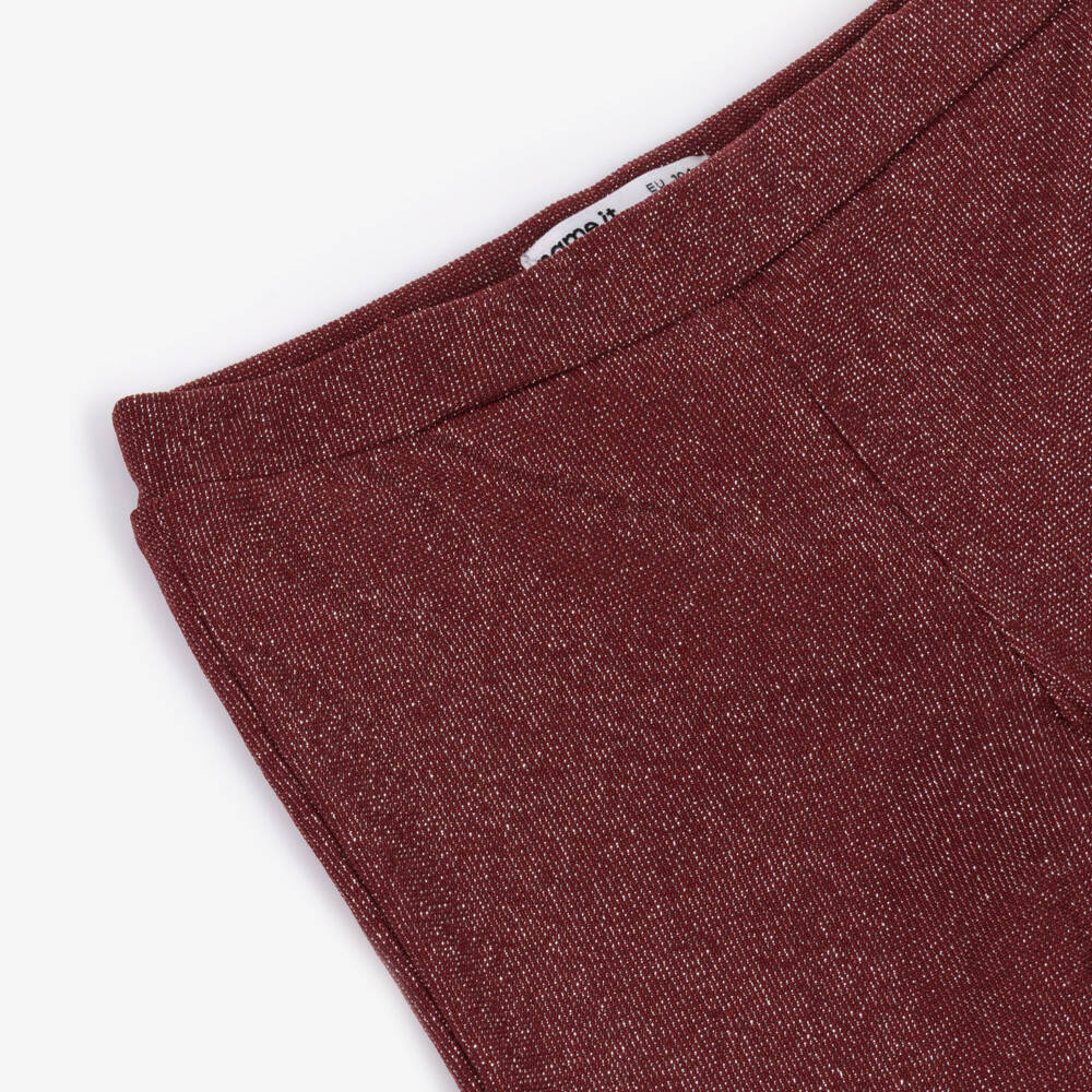 NAME IT-Girls Burgundy Red Lurex Bootcut Trousers | Childrensalon