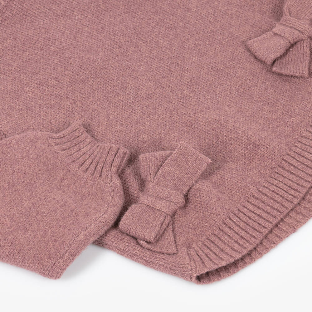 NAME IT-Girls Dusky Pink Sweater with Bows | Childrensalon