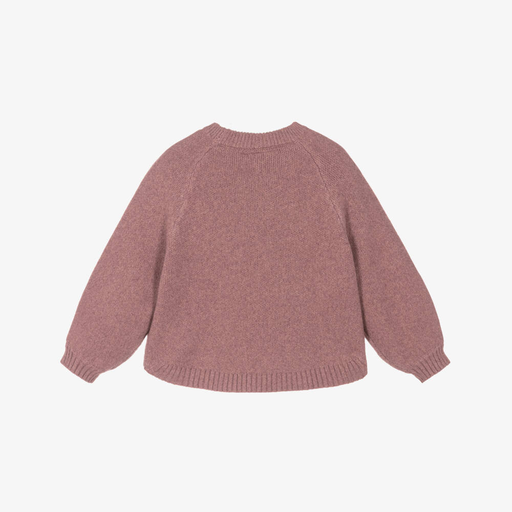 NAME IT-Girls Dusky Pink Sweater with Bows | Childrensalon