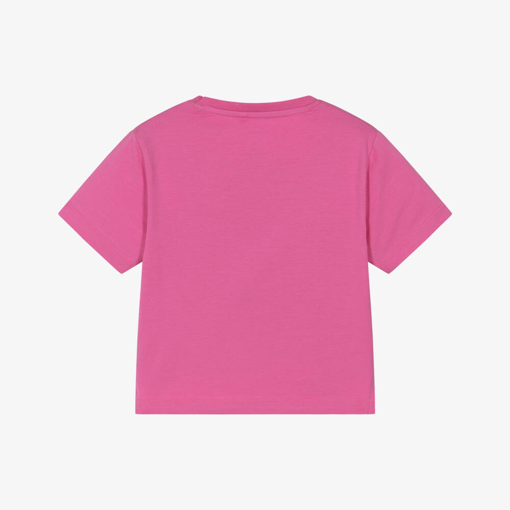 NAME IT-Girls Fuchsia Pink Organic Cotton Floral Rabbit T-Shirt | Childrensalon