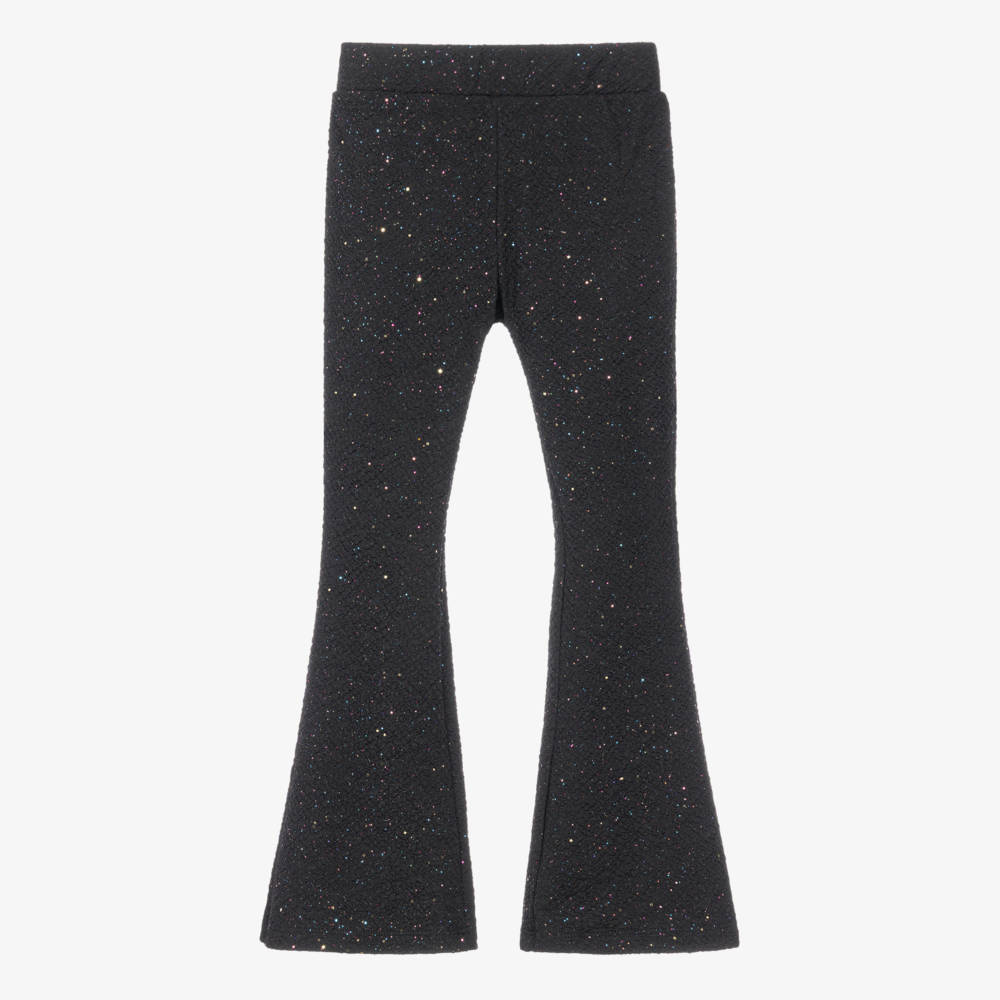 NAME IT-Girls Glittery Black Bootcut Trousers | Childrensalon