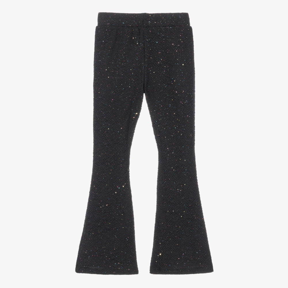 NAME IT-Girls Glittery Black Bootcut Trousers | Childrensalon