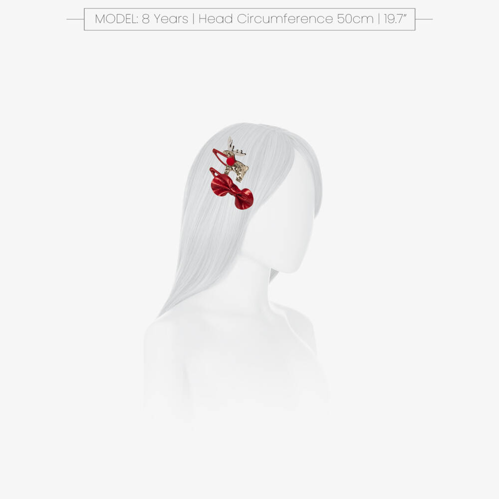 NAME IT-Girls Glittery Red Silver & Gold Christmas Hair Clips (4 Pack) | Childrensalon