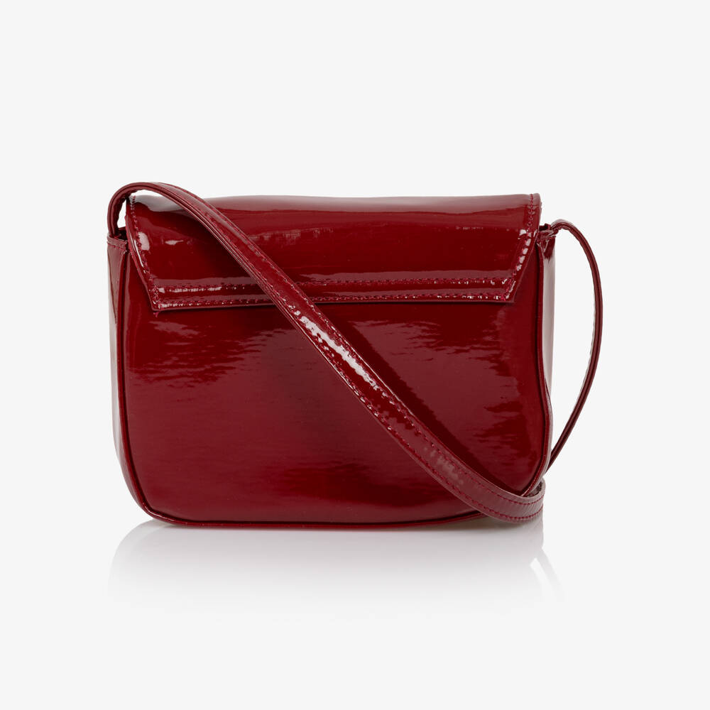 NAME IT-Girls Glossy Burgundy Red Bag with Bow (17cm) | Childrensalon