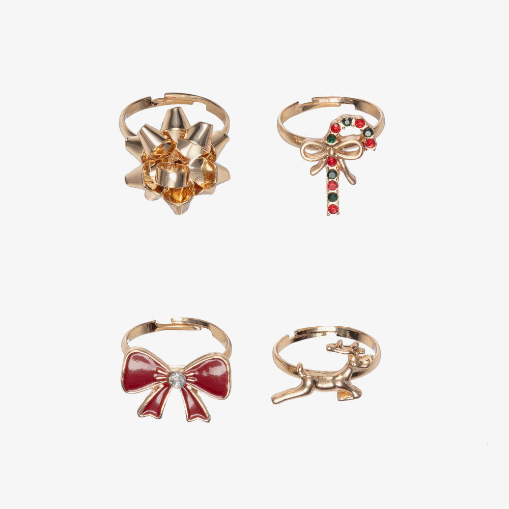 NAME IT-Girls Gold Festive Rings (4 Pack) | Childrensalon