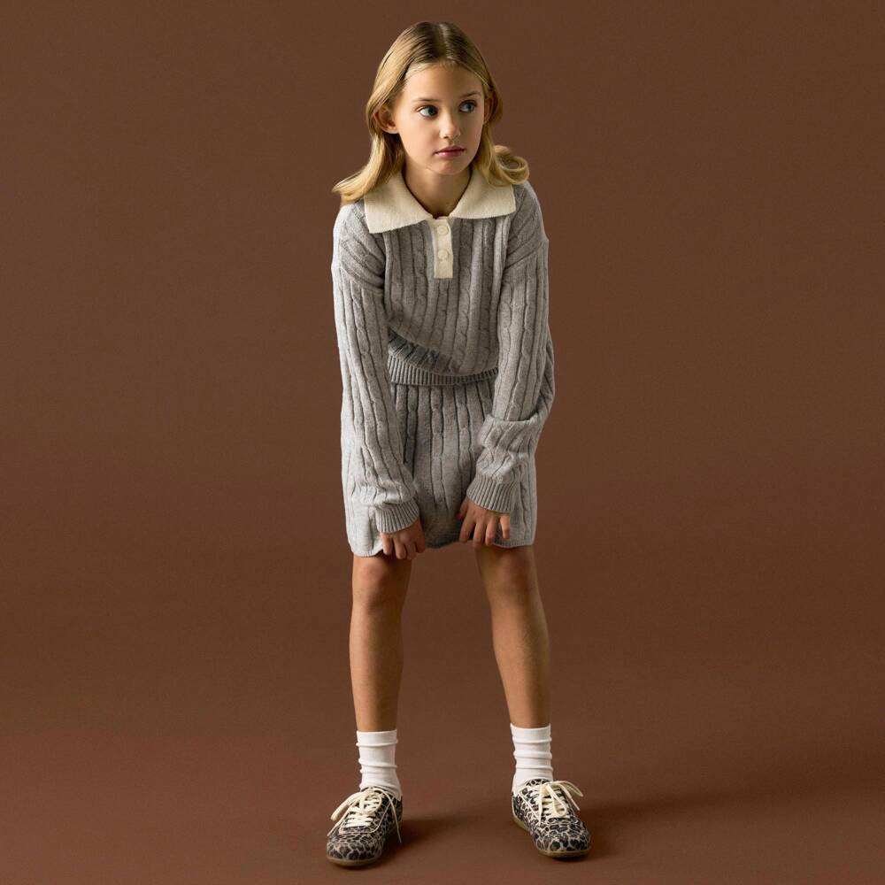 NAME IT-Girls Grey Cable Knit Skirt | Childrensalon