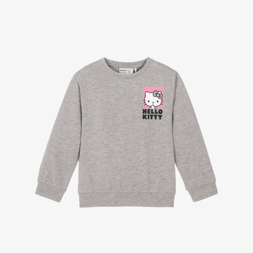 NAME IT-Girls Grey Marl Hello Kitty Sweatshirt | Childrensalon