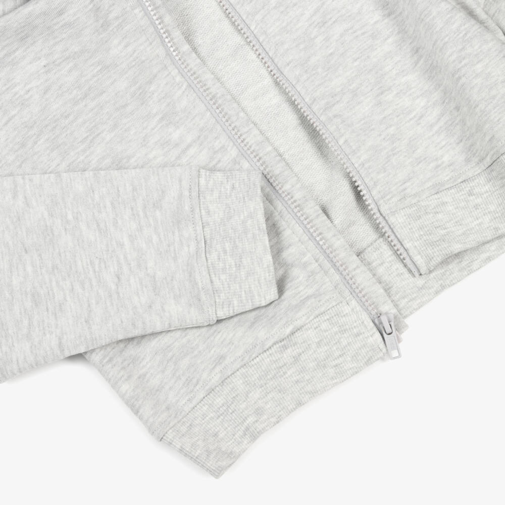 NAME IT- Толстовка на молнии с капюшоном серая меланжевая для девочек | Childrensalon