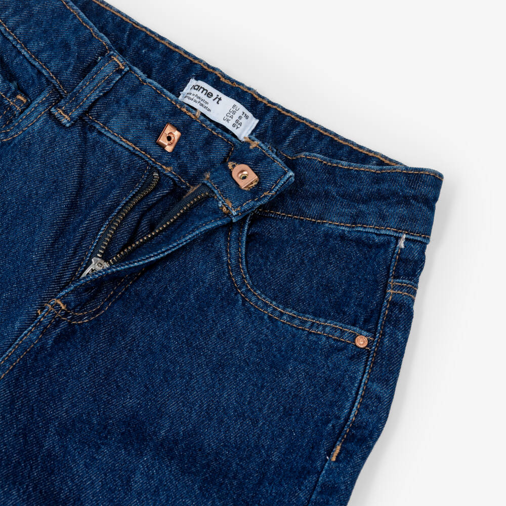 NAME IT-Girls Indigo Blue Barrel Leg Jeans | Childrensalon