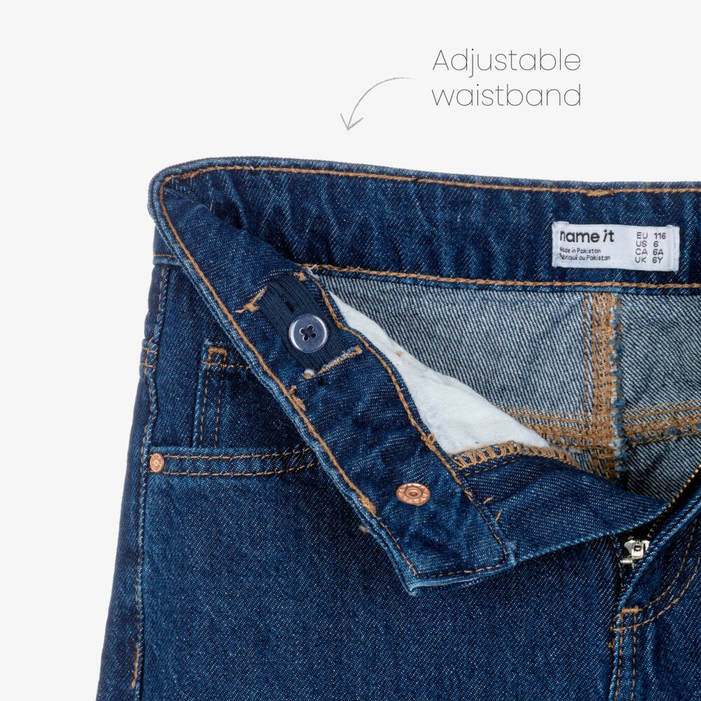 NAME IT-Girls Indigo Blue Barrel Leg Jeans | Childrensalon