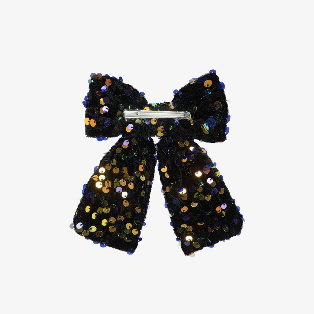 NAME IT-Girls Iridescent Gold Sequinned Bow Hair Clip (12cm) | Childrensalon
