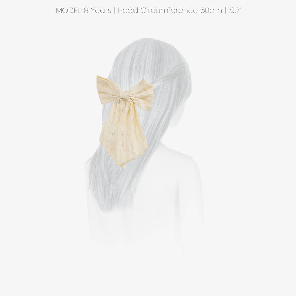 NAME IT-مشبك شعر فيونكة لون عاجي وفضي لامع للبنات (14 سم) | Childrensalon