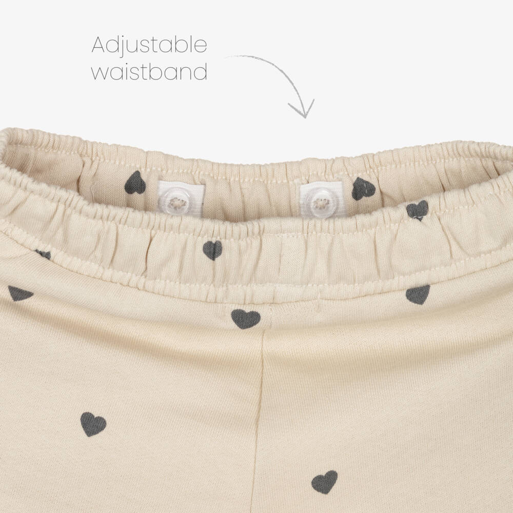 NAME IT-Джоггеры кремовые хлопковые с сердечками для девочек | Childrensalon