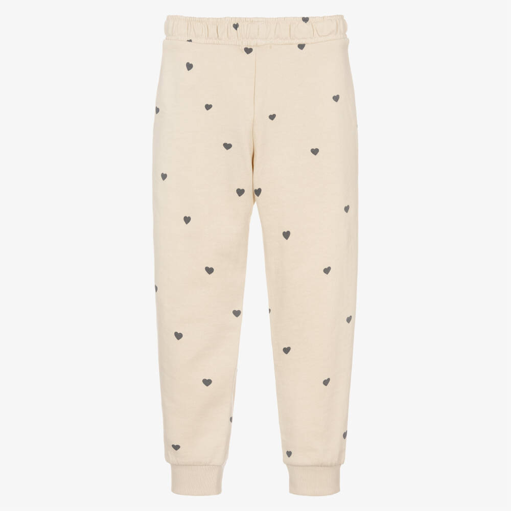 NAME IT-Джоггеры кремовые хлопковые с сердечками для девочек | Childrensalon