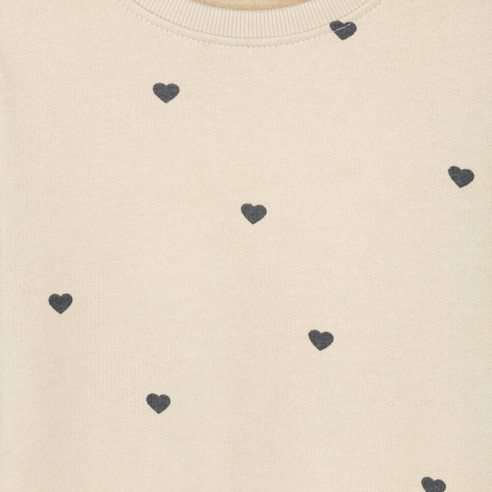 NAME IT-سويتشيرت بطبعة قلوب قطن لون عاجي للبنات  | Childrensalon