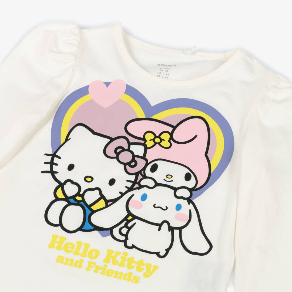 NAME IT-Girls Ivory Cotton Hello Kitty & Friends Top | Childrensalon