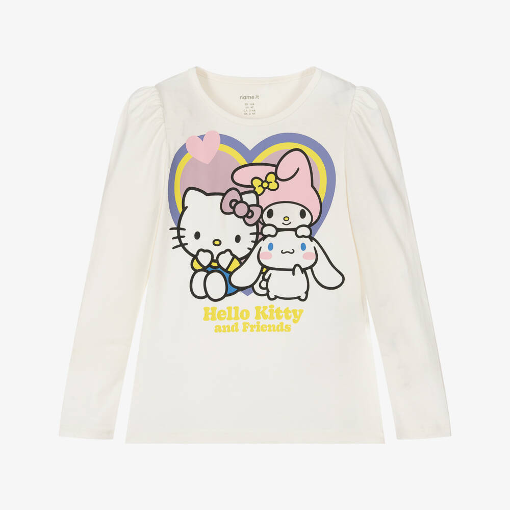 NAME IT-Girls Ivory Cotton Hello Kitty & Friends Top | Childrensalon