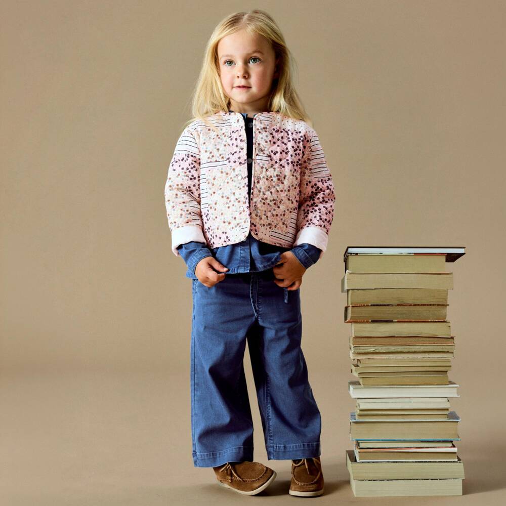 NAME IT-Girls Ivory Floral Quilted Jacket in Organic Cotton | Childrensalon