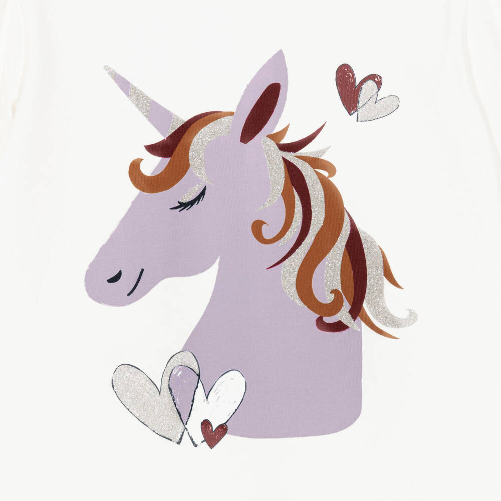 NAME IT-Топ кремовый из органического хлопка с единорогом для девочек | Childrensalon